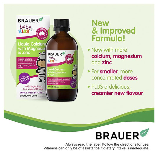Brauer Kids Liquid Calcium with Magnesium & Zinc 200ml