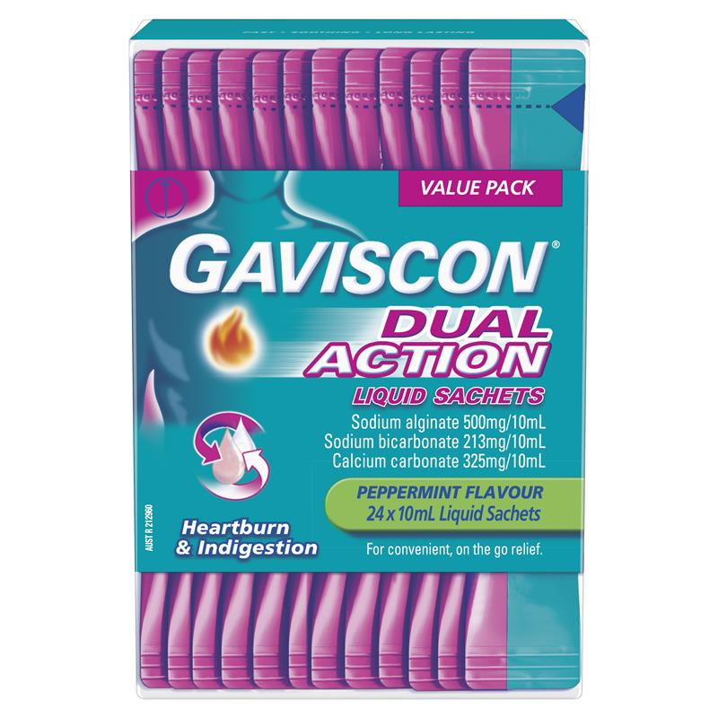 Load image into Gallery viewer, Gaviscon Dual Action Liquid Sachets Peppermint 24 Pack
