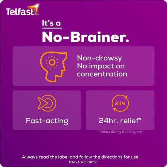 Telfast Hayfever Allergy Tablets 180mg 100 Pack Exclusive Size