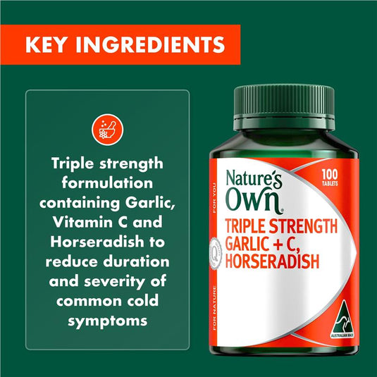 Nature's Own Triple Strength Garlic C Horseradish 100 Tablets