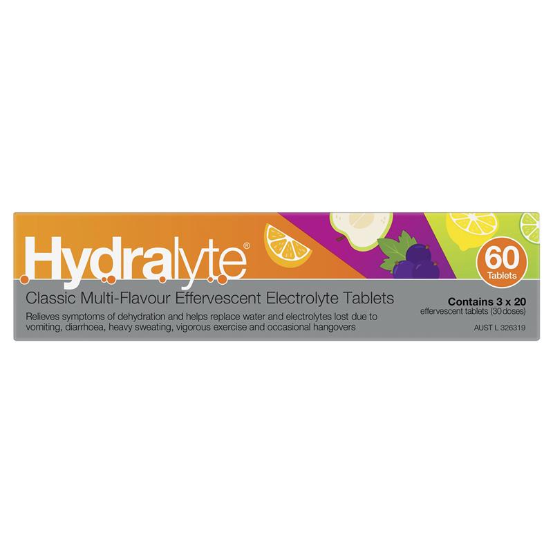 Load image into Gallery viewer, Hydralyte Electrolyte Effervescent Multi-Flavour 60 Tablets Exclusive Size
