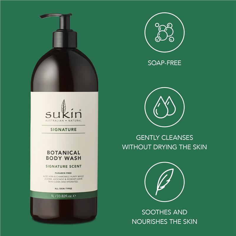 Load image into Gallery viewer, Sukin Signature Botanical Body Wash Pump 1 Litre
