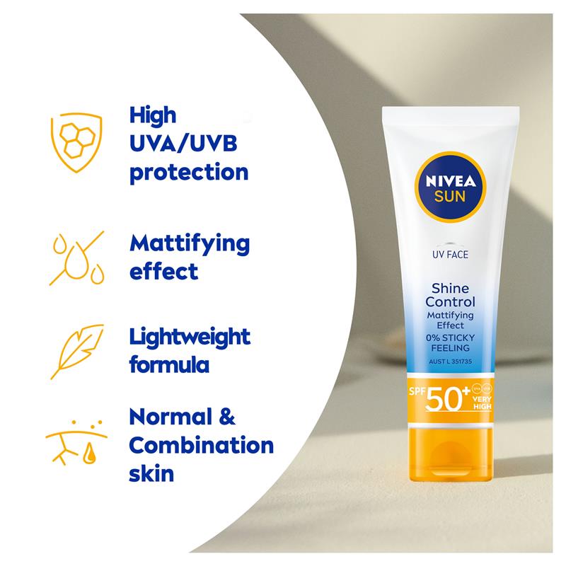 Load image into Gallery viewer, NIVEA Sun UV Face Sunscreen Shine Control SPF50 50ml

