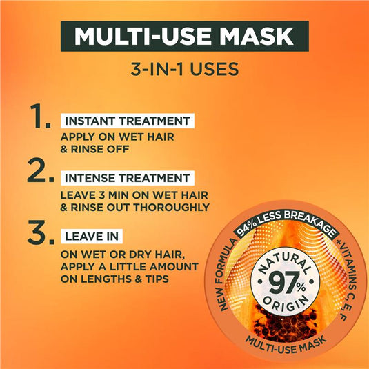 Garnier Fructis Hair Food Repairing Papaya 3-in-1 Mask Treatment for Damaged Hair 390ml