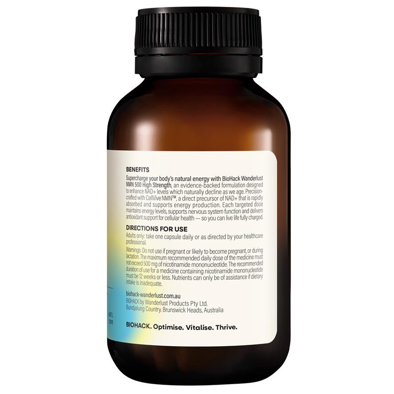 Load image into Gallery viewer, BioHack Wanderlust NMN 500 High Strength 30 Capsules
