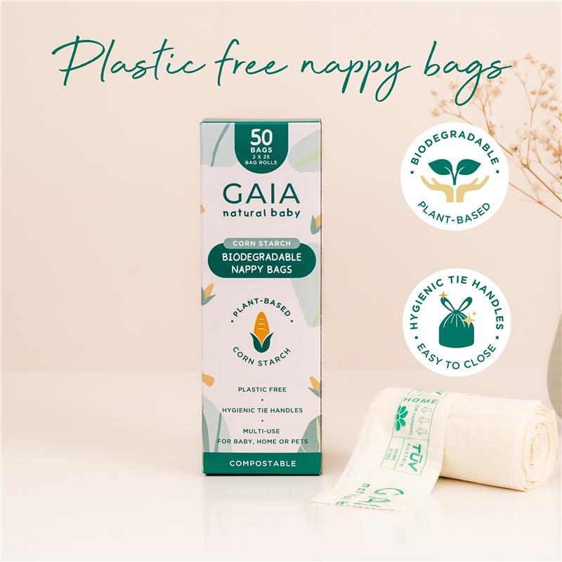 Load image into Gallery viewer, Gaia Natural Baby Biodegradable Nappy Bags 50 Pack
