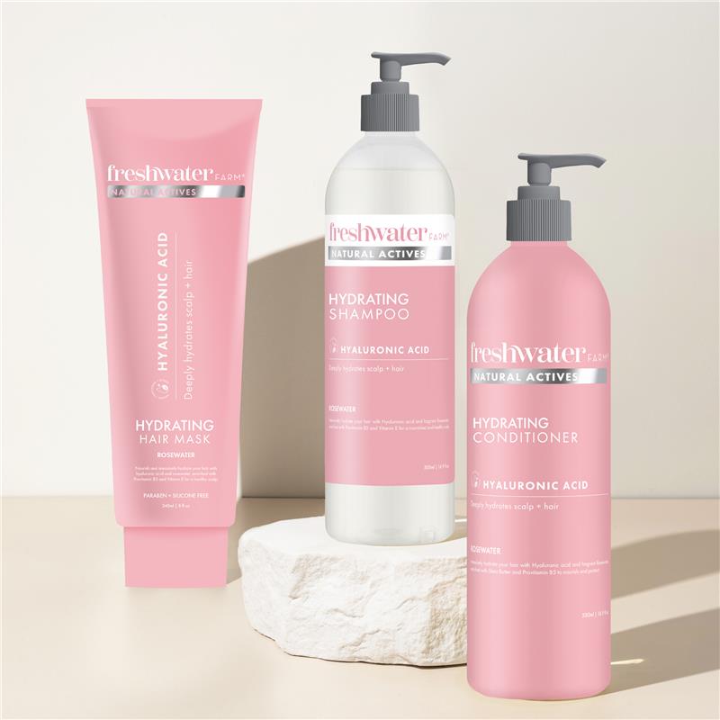 Load image into Gallery viewer, Freshwater Farm Hydrating Hyaluronic Hair Mask Rosewater 240ml
