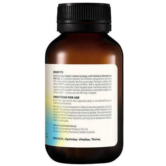 BioHack Wanderlust NMN 250 30 Capsules