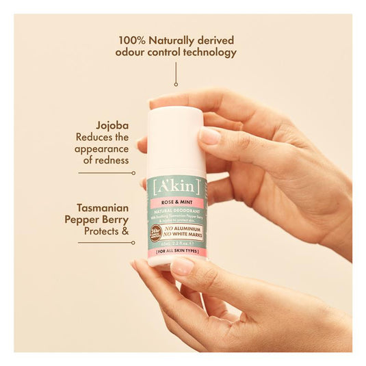 Akin Rose & Mint Deodorant Roll On 65ml