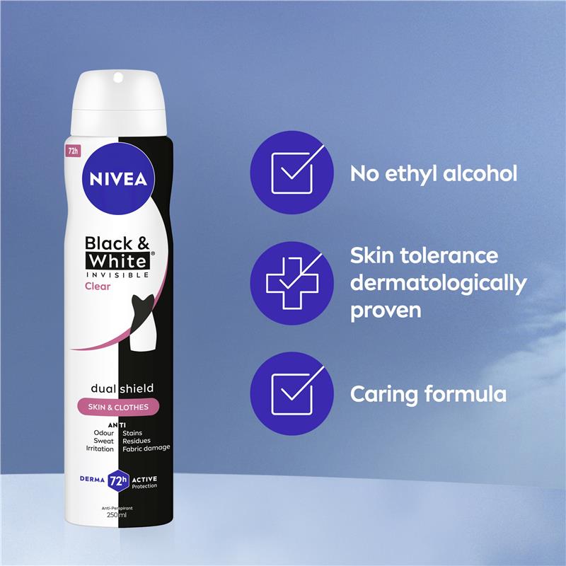 Load image into Gallery viewer, NIVEA Black &amp; White Clear Aerosol Deodorant 72H Protection 250ml
