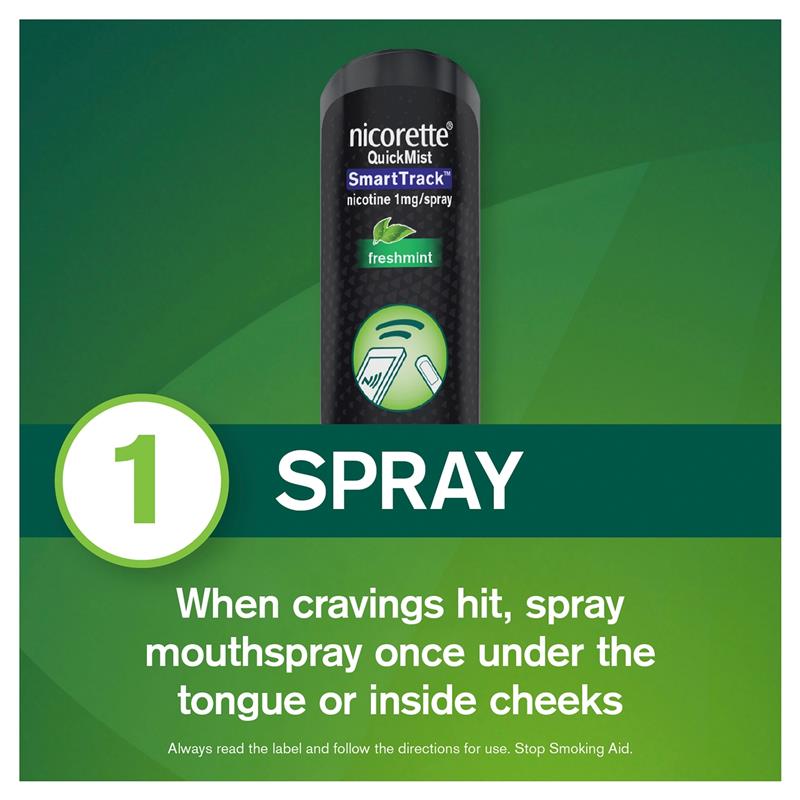 Load image into Gallery viewer, Nicorette Quit Smoking QuickMist SmartTrack Nicotine Mouth Spray Freshmint 150 Pack
