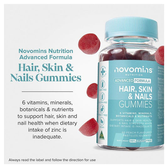 Novomins Hair Skin and Nails 60 Gummies NEW