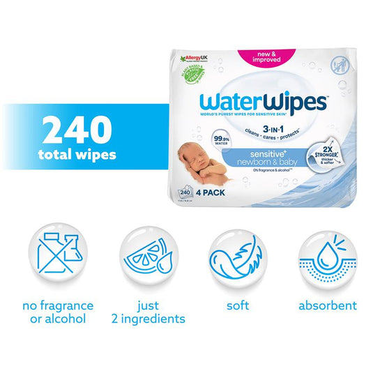WaterWipes Baby & Newborn Sensitive Wipes 240 Pack