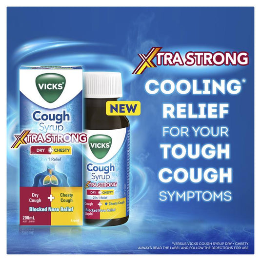 Vicks Cough Syrup Xtra Strong Dry + Chesty 200ml