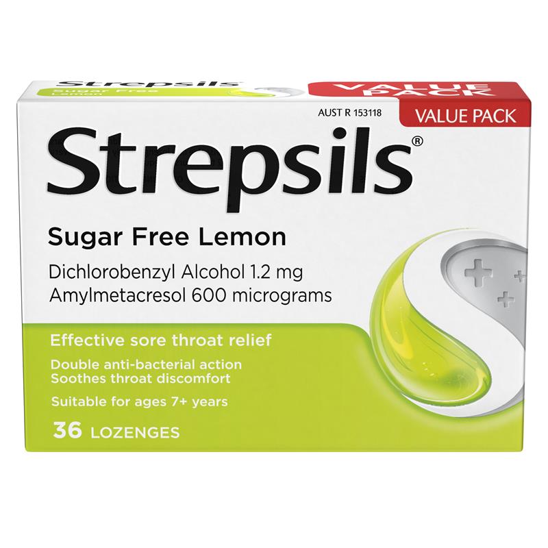 Load image into Gallery viewer, Strepsils Sore Throat Relief Sugar Free Lozenges Lemon 36 pack
