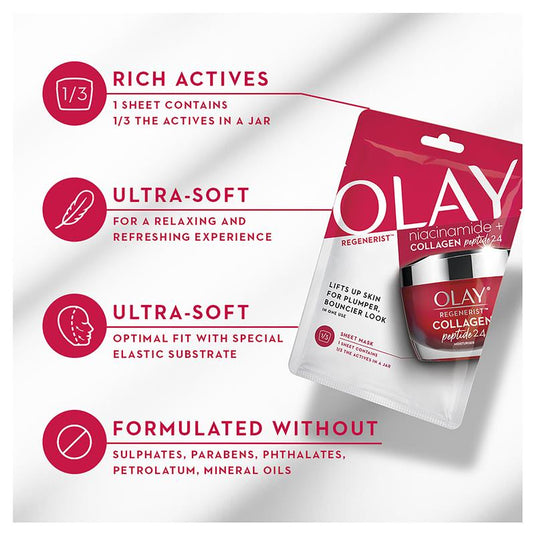 Olay Regenerist Niacinamide + Collagen Peptide24 Sheet Mask