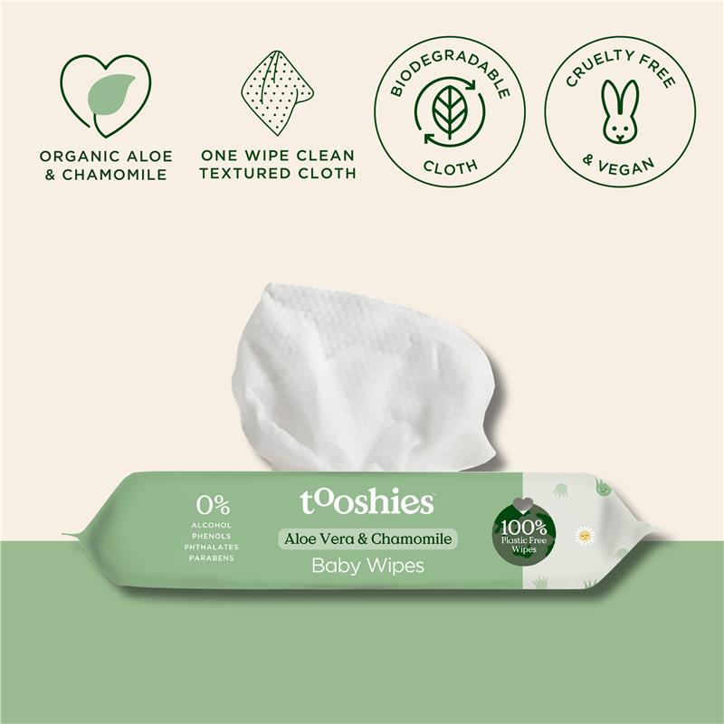Load image into Gallery viewer, Tooshies Baby Wipes Aloe Vera &amp; Chamomile 70 Pack
