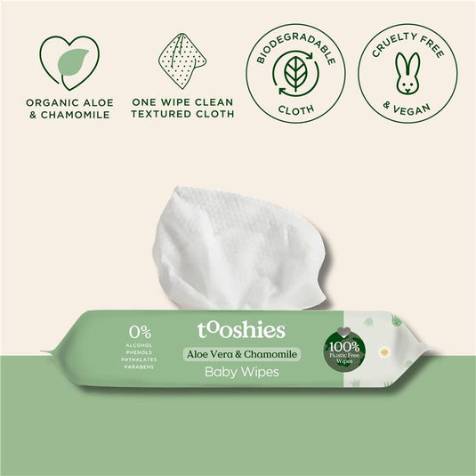 Tooshies Baby Wipes Aloe Vera & Chamomile 70 Pack