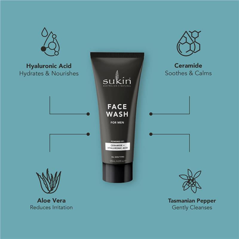 Load image into Gallery viewer, Sukin For Men Face Wash 125ml
