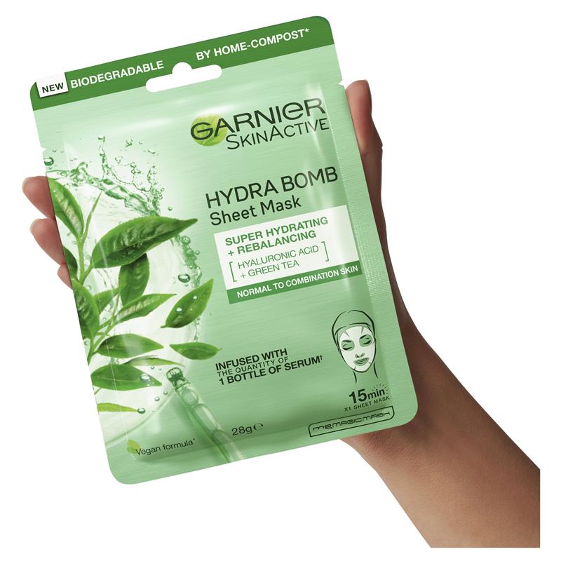 Load image into Gallery viewer, Garnier Hydra Bomb Hyaluronic Acid + Green Tea Sheet Mask
