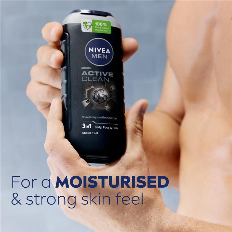 Load image into Gallery viewer, NIVEA MEN Active Clean 3-IN-1 Shower Gel Body Wash 500ml
