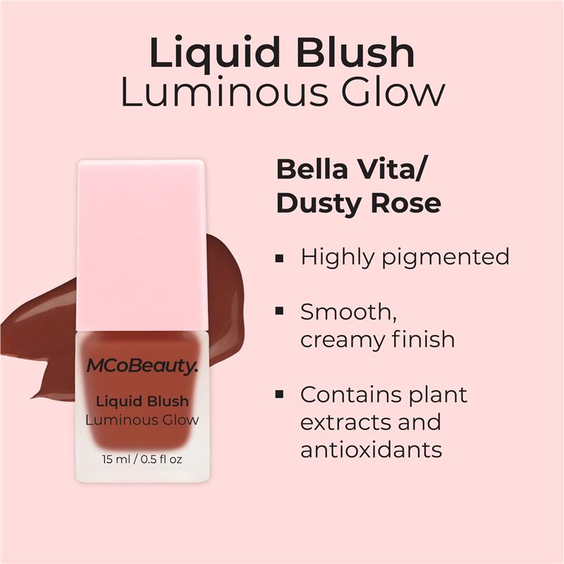 Load image into Gallery viewer, MCoBeauty Liquid Blush Luminous Glow Bella Vita Dusty Rose
