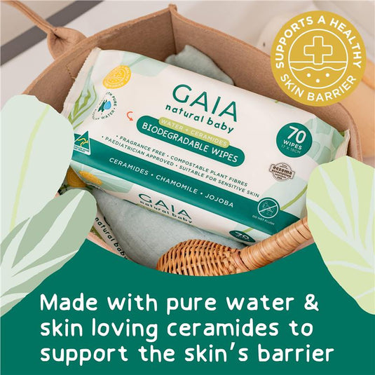 GAIA Biodegradable Water Wipes 70 Pack