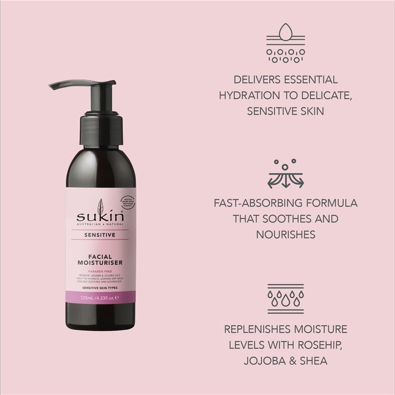 Load image into Gallery viewer, Sukin Sensitive Facial Moisturiser 125ml Pump
