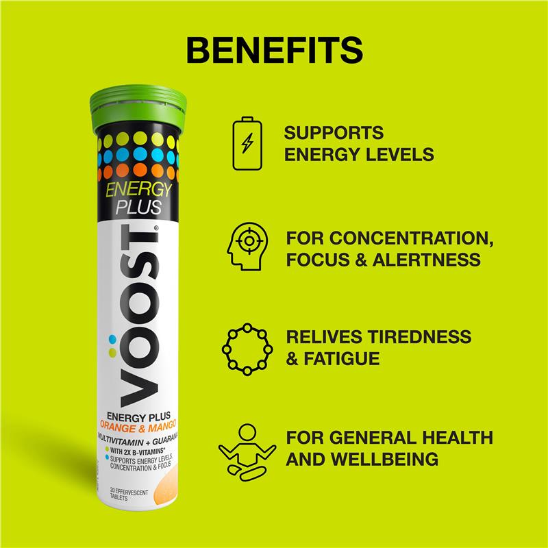 Load image into Gallery viewer, Voost Energy Plus Orange &amp; Mango Effervescent 20 Pack
