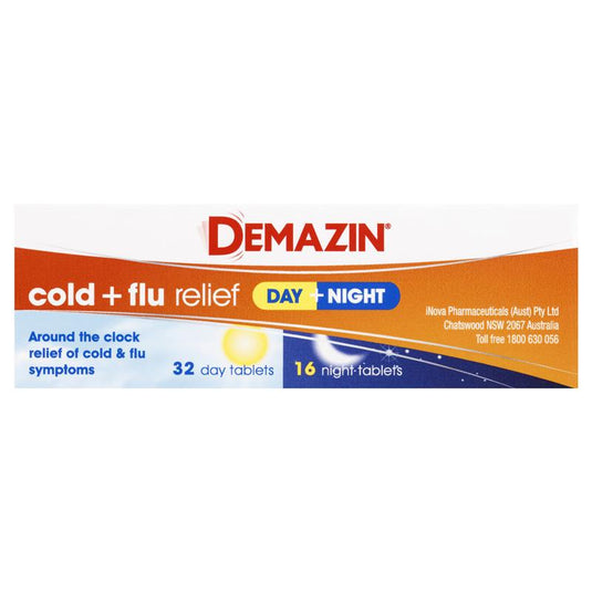 Demazin Cold & Flu Relief Day + Night 48 Tablets