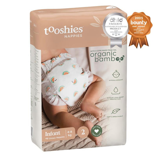 Tooshies Eco Nappies with Organic Bamboo Size 2 Infant 4-8kg, 48 Pack