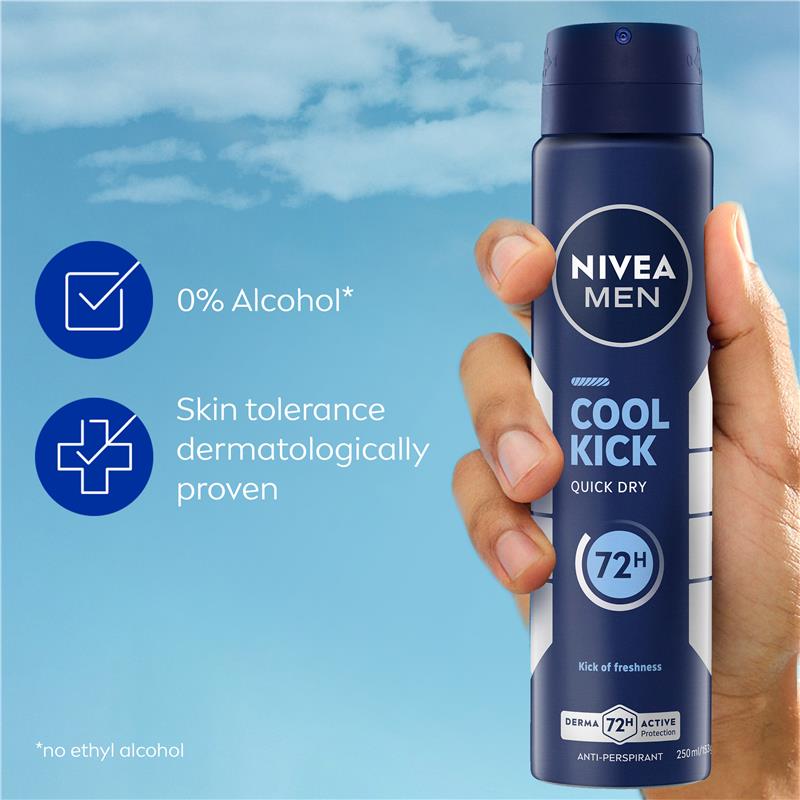Load image into Gallery viewer, NIVEA MEN Cool Kick Aerosol Deodorant 72H Protection 250ml
