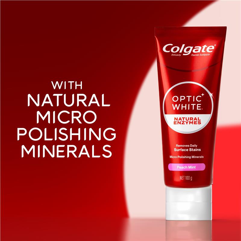 Load image into Gallery viewer, Colgate Toothpaste Optic White Natural Enzymes Peach Mint 100g
