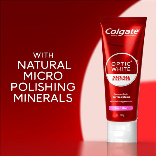Colgate Toothpaste Optic White Natural Enzymes Peach Mint 100g