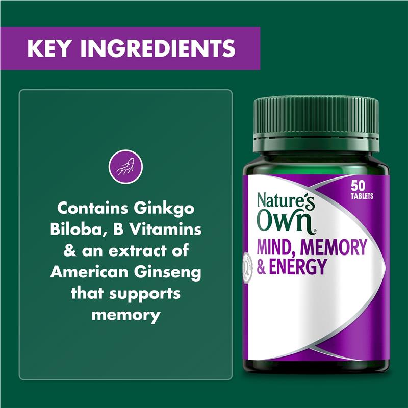 Load image into Gallery viewer, Nature's Own Mind Memory &amp; Energy 50 Tablets
