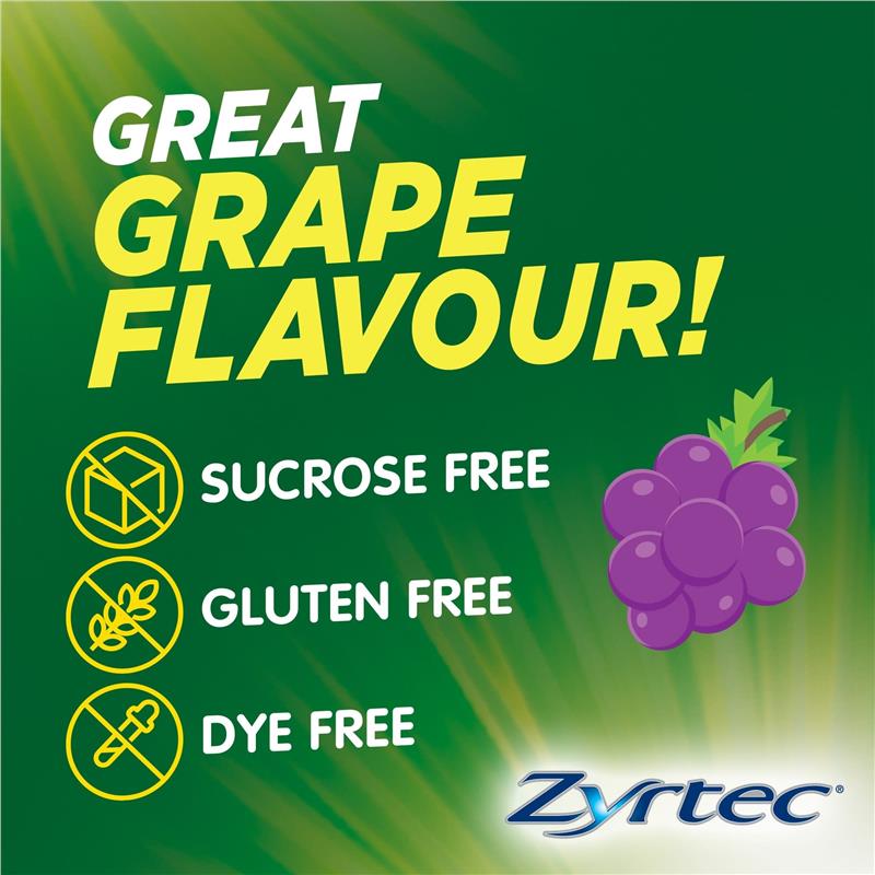 Load image into Gallery viewer, Zyrtec Kids Antihistamine Allergy &amp; Hayfever Chewable Tablet Grape 30 Pack

