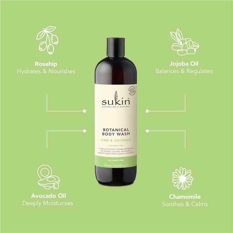 Load image into Gallery viewer, Sukin Botanical Body Wash Lime &amp; Coconut 500ml
