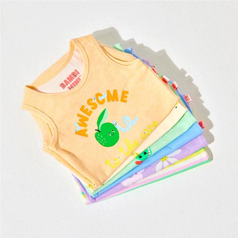 Load image into Gallery viewer, Bambi Mini Co. Supersinglet Bodysuit Unisex Orange Awesome and Bananas 2 pack 6-12
