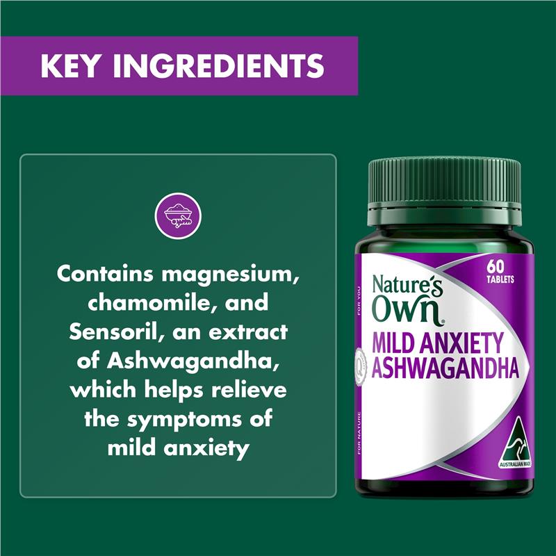 Load image into Gallery viewer, Nature's Own Mild Anxiety Ashwagandha 60 Tablets
