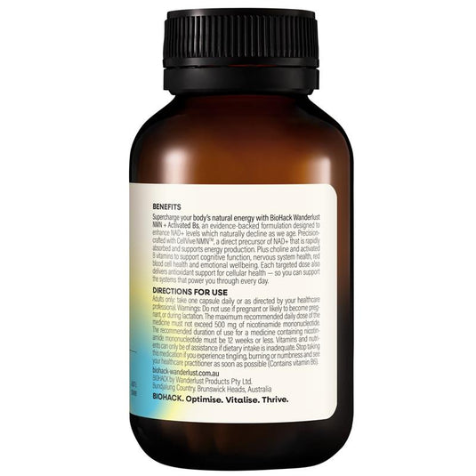 BioHack Wanderlust NMN + Activated Bs 30 Capsules