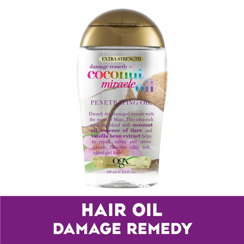 Load image into Gallery viewer, Ogx Extra Strength Damage Remedy + Hydrating &amp; Repairing Coconut Miracle Oil Penetrating Oil For Dry &amp; Damaged Hair 100mL
