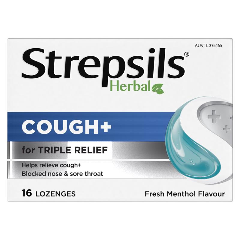 Load image into Gallery viewer, Strepsils Herbal Cough Lozenges Fresh Menthol 16 Pack
