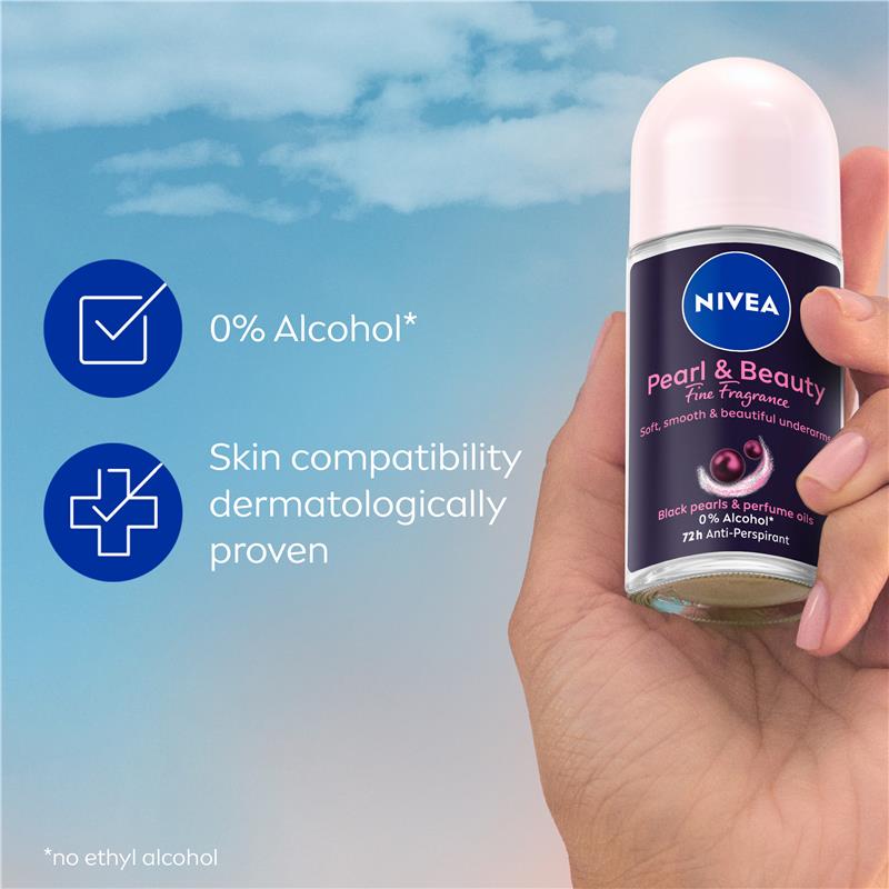Load image into Gallery viewer, NIVEA Pearl And Beauty Fine Fragrance Black Pearls Roll On Deodorant 72H Protection 50ml
