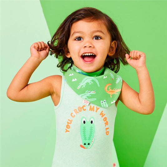 Bambi Mini Co. Dribblebib Boys Crocodile Rock and Triangles Reverse Bibs 2 Pack