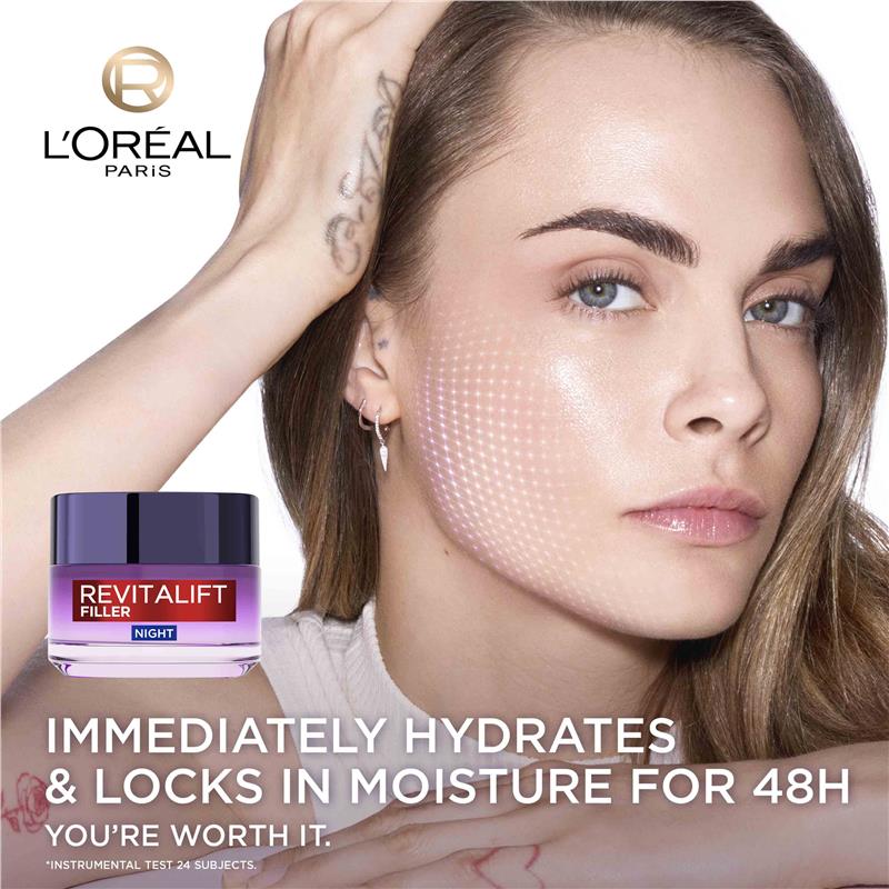 Load image into Gallery viewer, L'Oreal Paris Revitalift Filler [HA] Night Moisturiser 50ml
