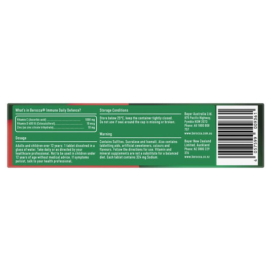 Berocca Immune Daily Defence Orange 30 Effervescent Tablets