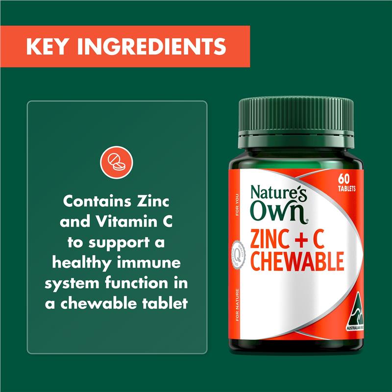 Load image into Gallery viewer, Nature's Own Zinc + C 60 Tablets
