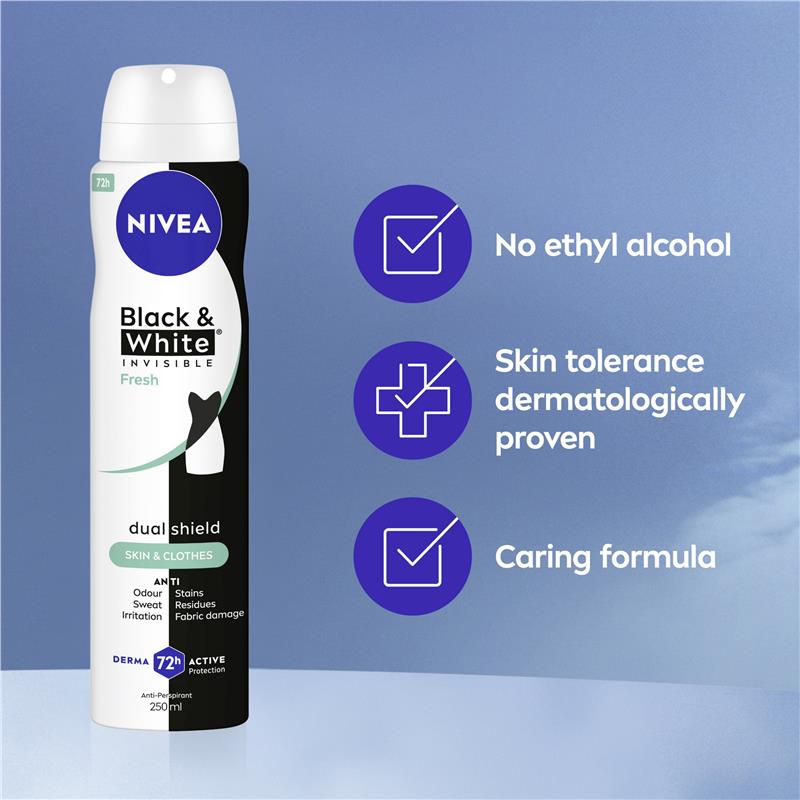 Load image into Gallery viewer, NIVEA Black &amp; White Fresh Aerosol Deodorant 72H Protection 250ml
