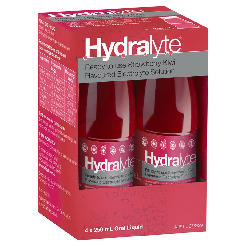 Load image into Gallery viewer, Hydralyte Electrolyte Strawberry and Kiwi 4x250ml Solution
