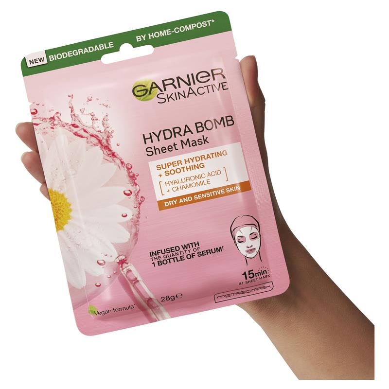 Load image into Gallery viewer, Garnier Hydra Bomb Hyaluronic Acid + Chamomile Sheet Mask
